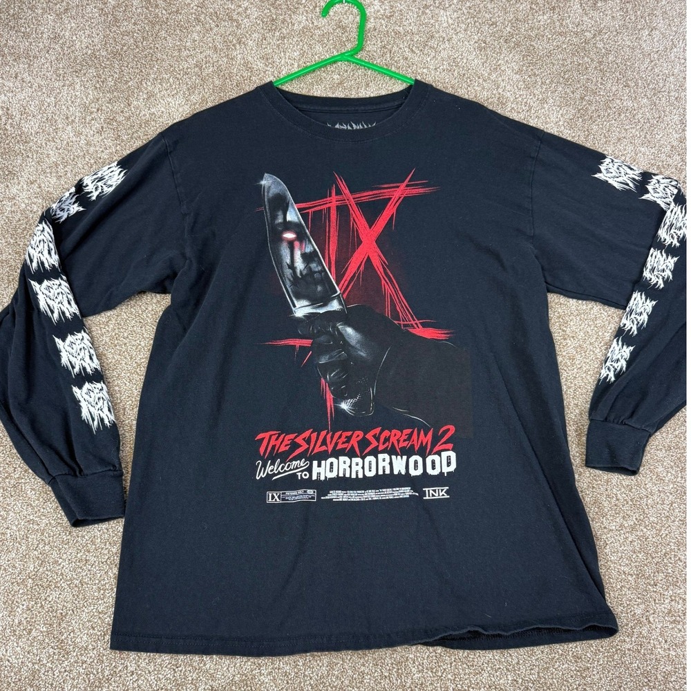 Ice Nine Kills Silver Scream 2 Horrorwood Shirt Mens Large Metal Slasher Goth